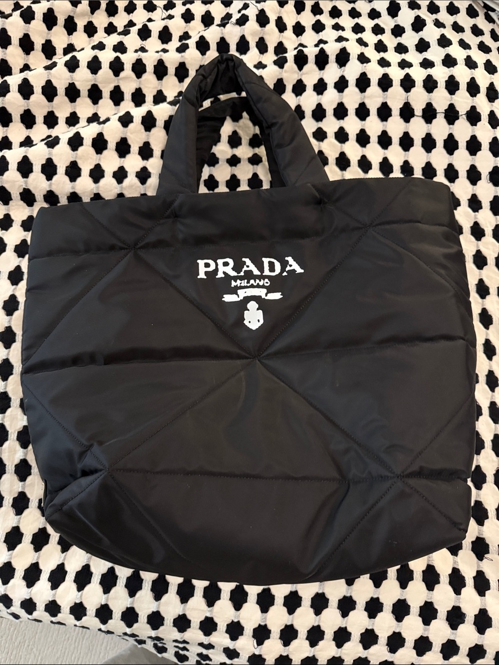 Prada Black Quilted Nylon Duffel Tote